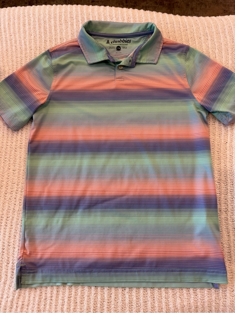 chubbies Multicolor Pastel Stripe Polo - Green, Coral, Blue